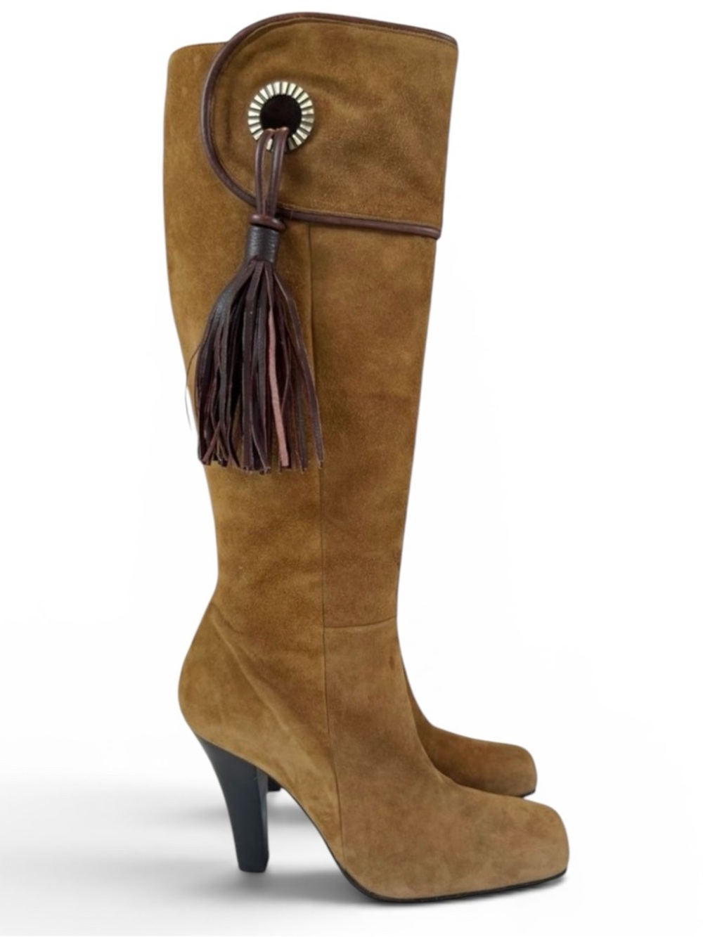 BCBGMaxAzria Suede Tassle Heel Boots